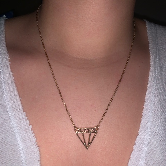 Gold Necklace with Diamond Shape Pendant - Picture 3 of 3